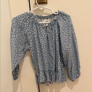 Vignette girls Blue Floral Long Sleeve Blouse